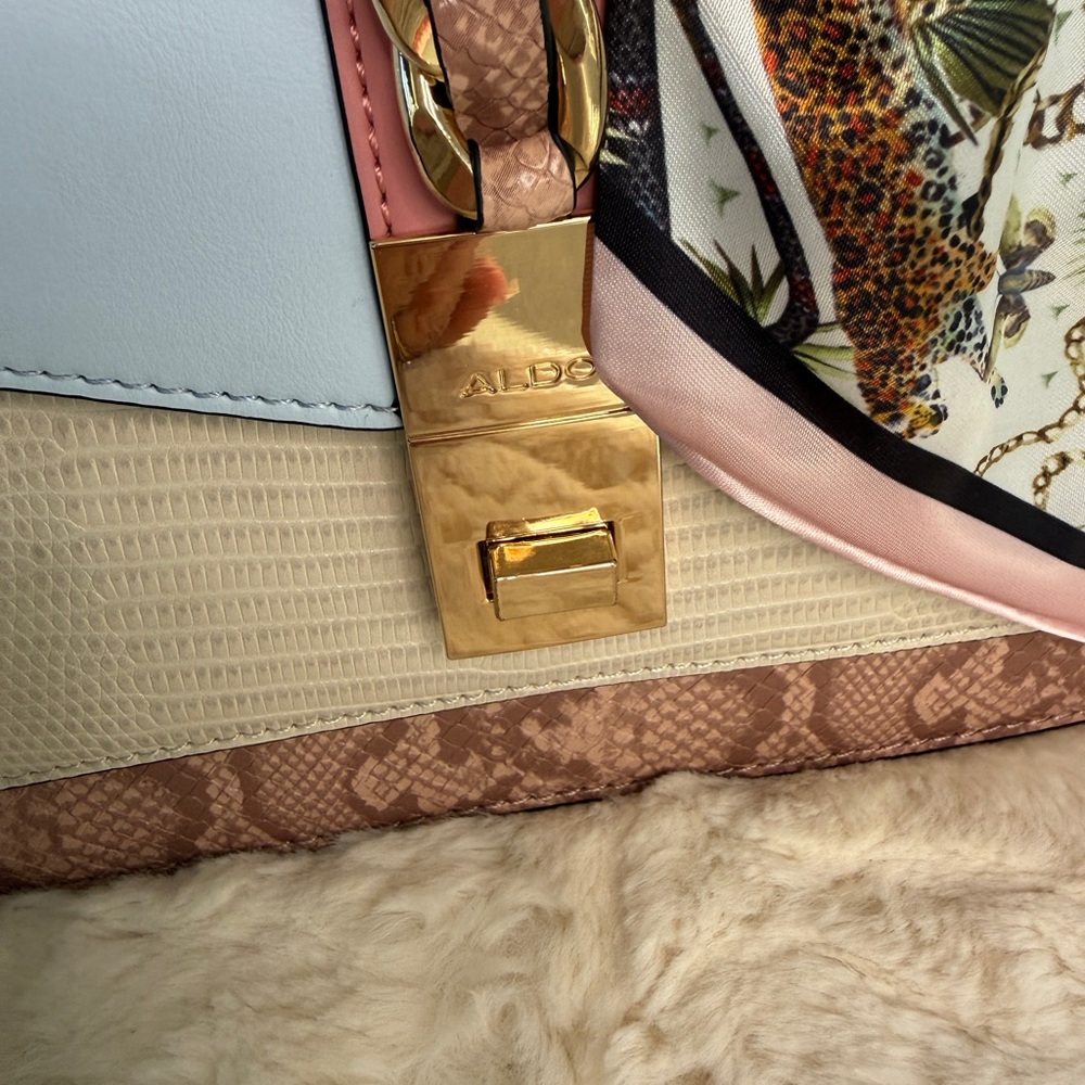 Aldo Caiilla Top Handle Satchel Snake Print + Chain Detail - Picture 6 of 16